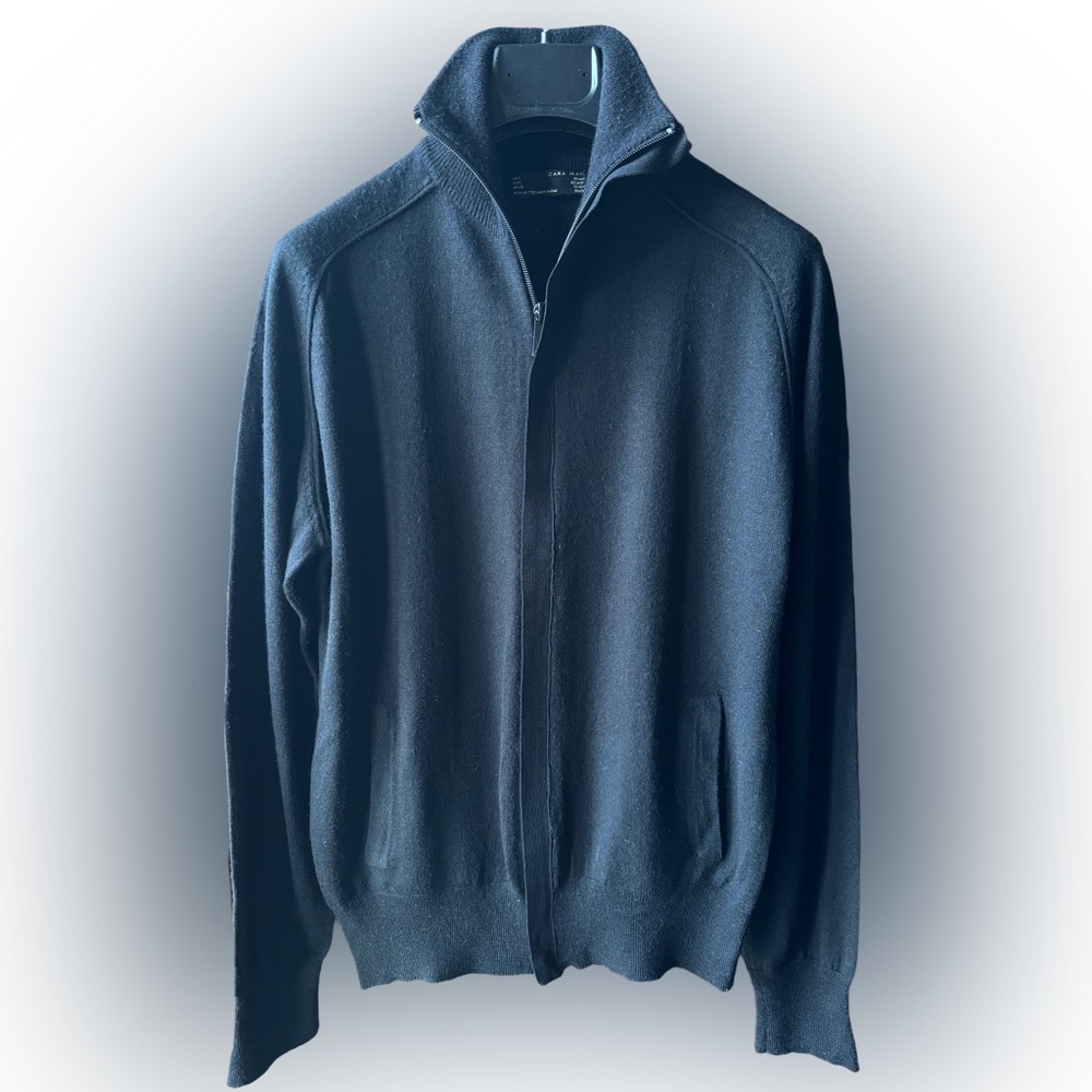 ZARA MAN Black Zip Up , Wool Blend